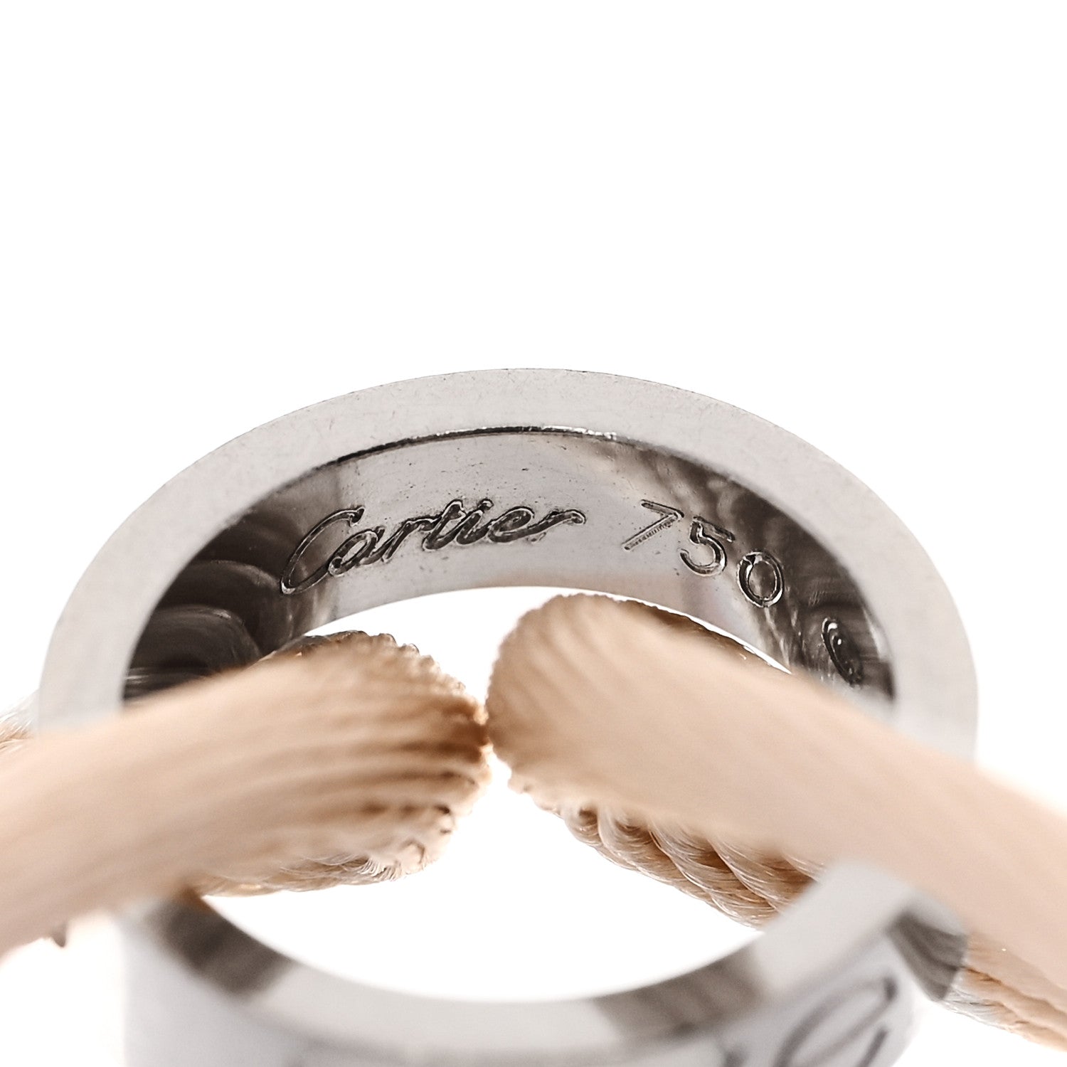 Cartier 18K White Gold Charity LOVE Adjustable Cord Bracelet Beige 3 of 4