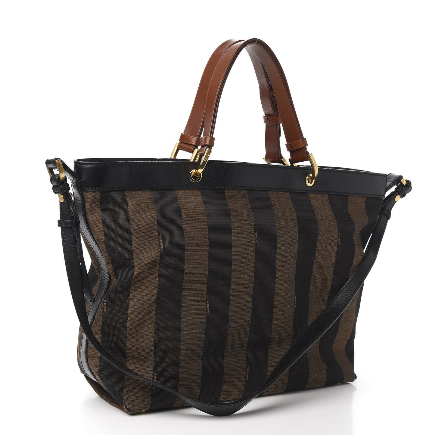 Pequin Cuoio Vegetale Shoulder Tote Tobacco Black Cuoio