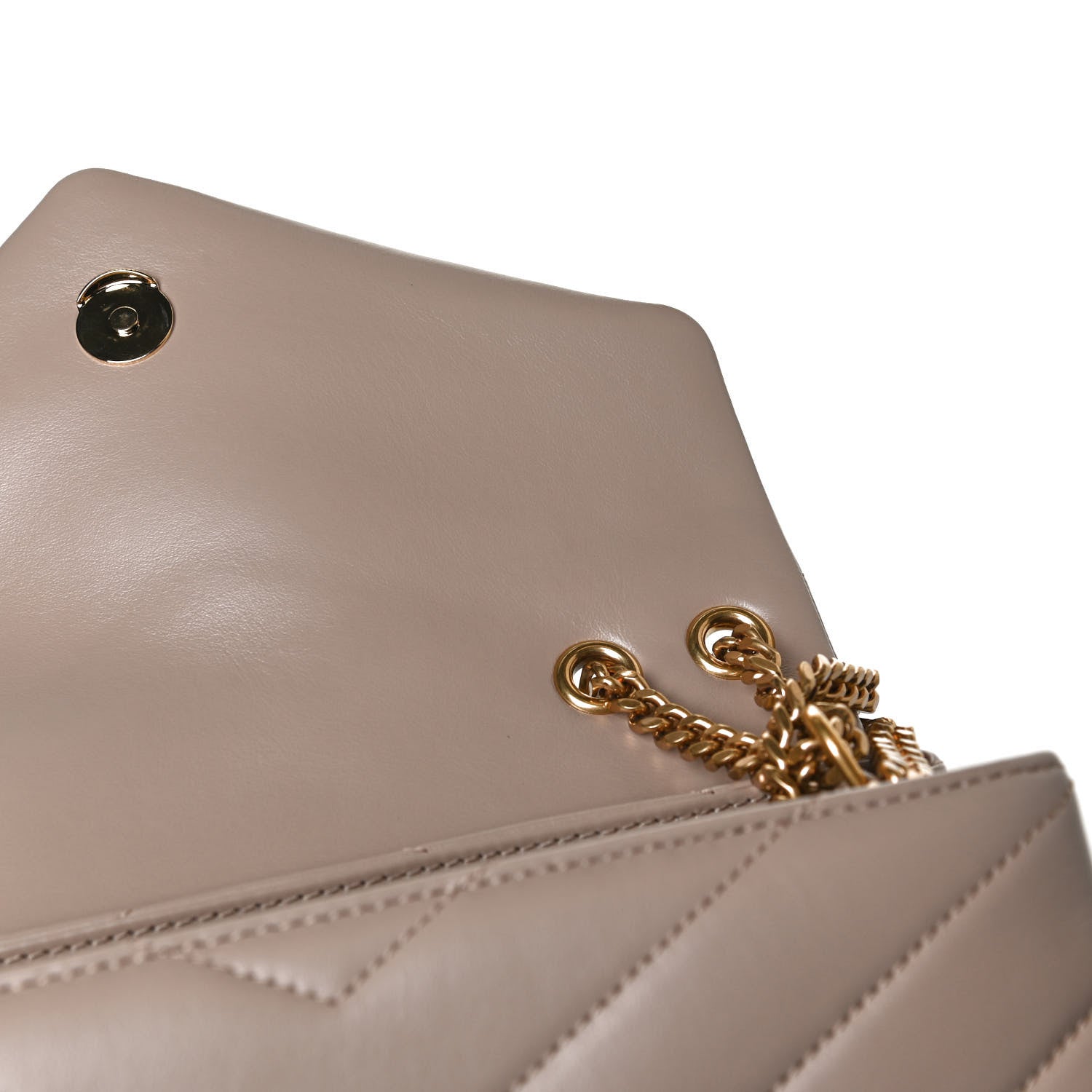 Saint Laurent Calfskin Y Quilted Monogram Small Loulou Chain Satchel Dark Beige 12 of 16