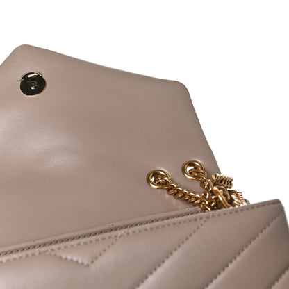 Saint Laurent Calfskin Y Quilted Monogram Small Loulou Chain Satchel Dark Beige 12 of 16