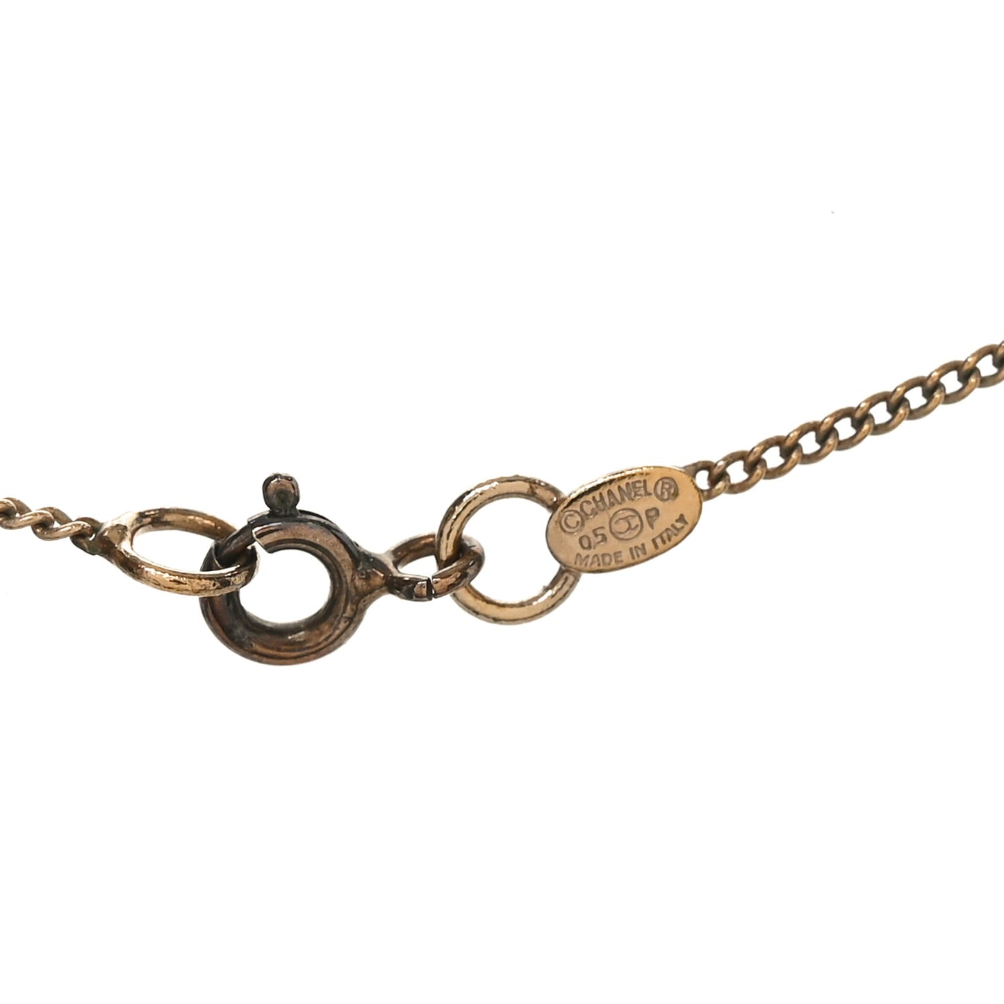 Enamel Heart CC Charm Necklace Gold