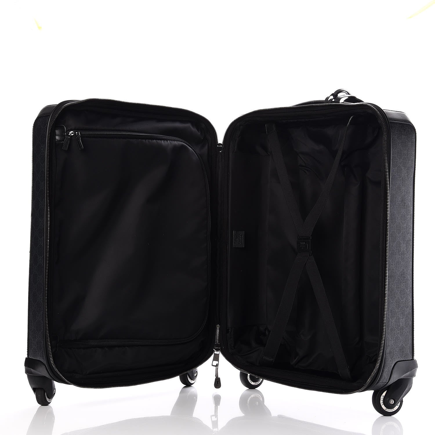 Gucci GG Supreme Monogram Four Wheel Carry On Suitcase Black Grey 5 of 11