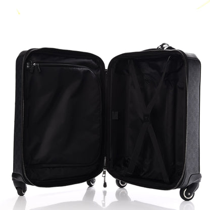 Gucci GG Supreme Monogram Four Wheel Carry On Suitcase Black Grey 5 of 11