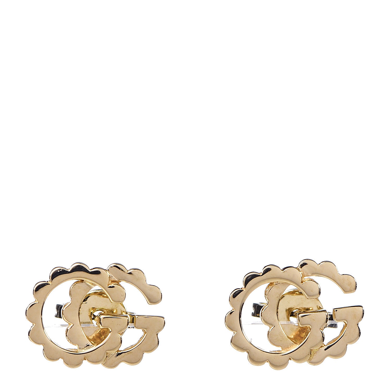 Gucci 18K Yellow Gold Running G Scalloped Stud Earrings 1 of 5