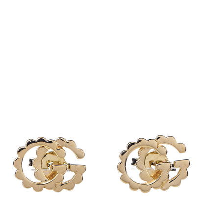 Gucci 18K Yellow Gold Running G Scalloped Stud Earrings 1 of 5