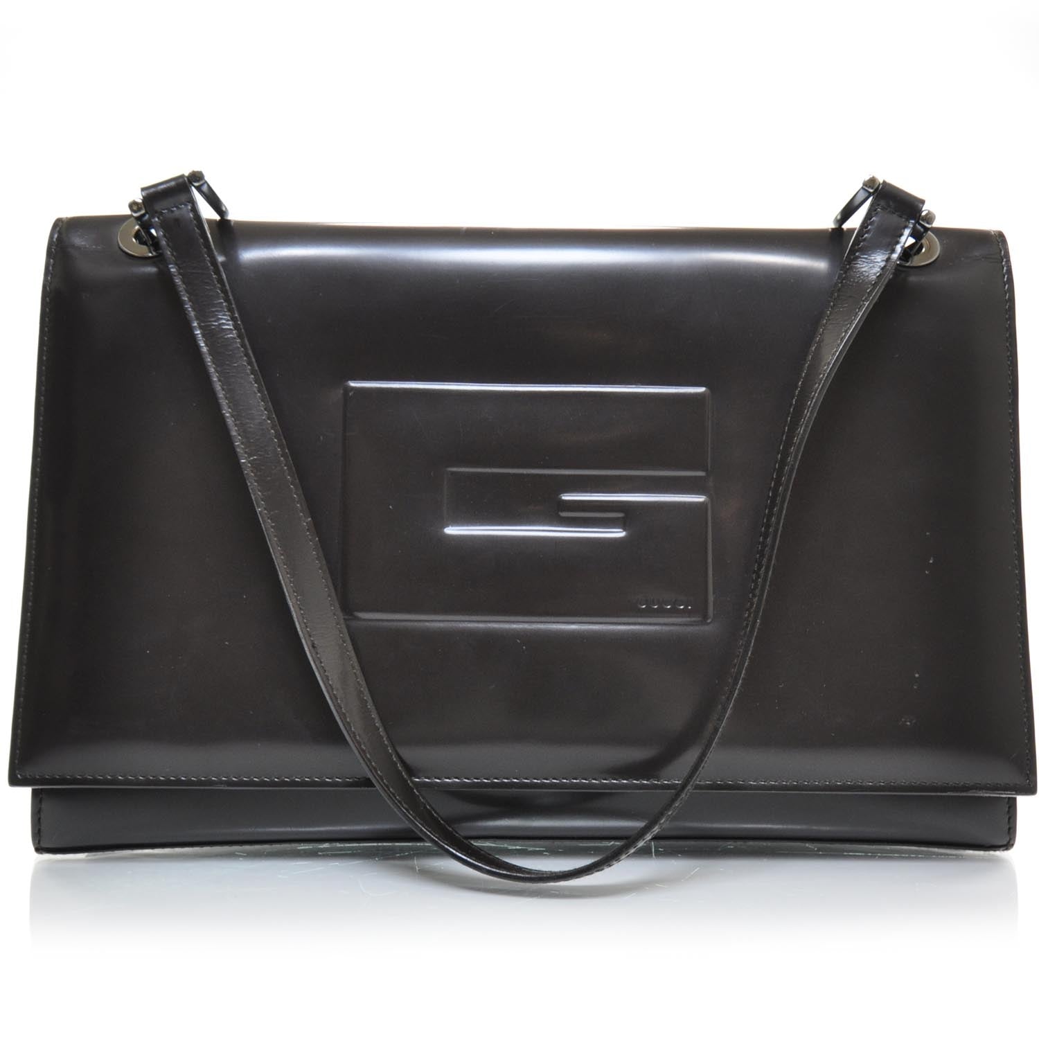 Gucci Leather G Shoulder Bag Dark Brown 1 of 9