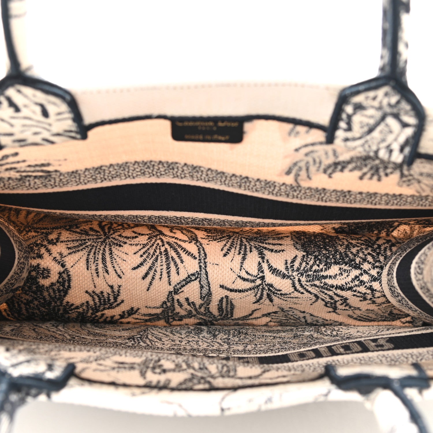 Christian Dior Canvas Embroidered Medium Palms Toile De Jouy Book Tote Blue 5 of 10