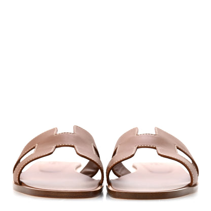Hermes Box Calfskin Oran Sandals 37 Gold 3 of 10
