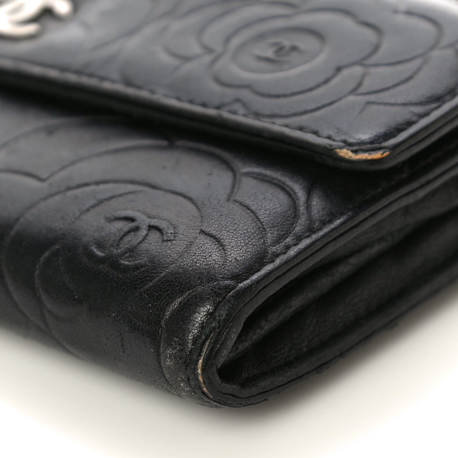 Chanel Lambskin Camellia Embossed Wallet on Chain WOC Black 11 of 29