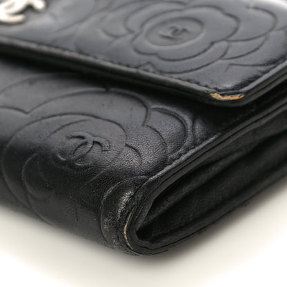 Chanel Lambskin Camellia Embossed Wallet on Chain WOC Black 11 of 29