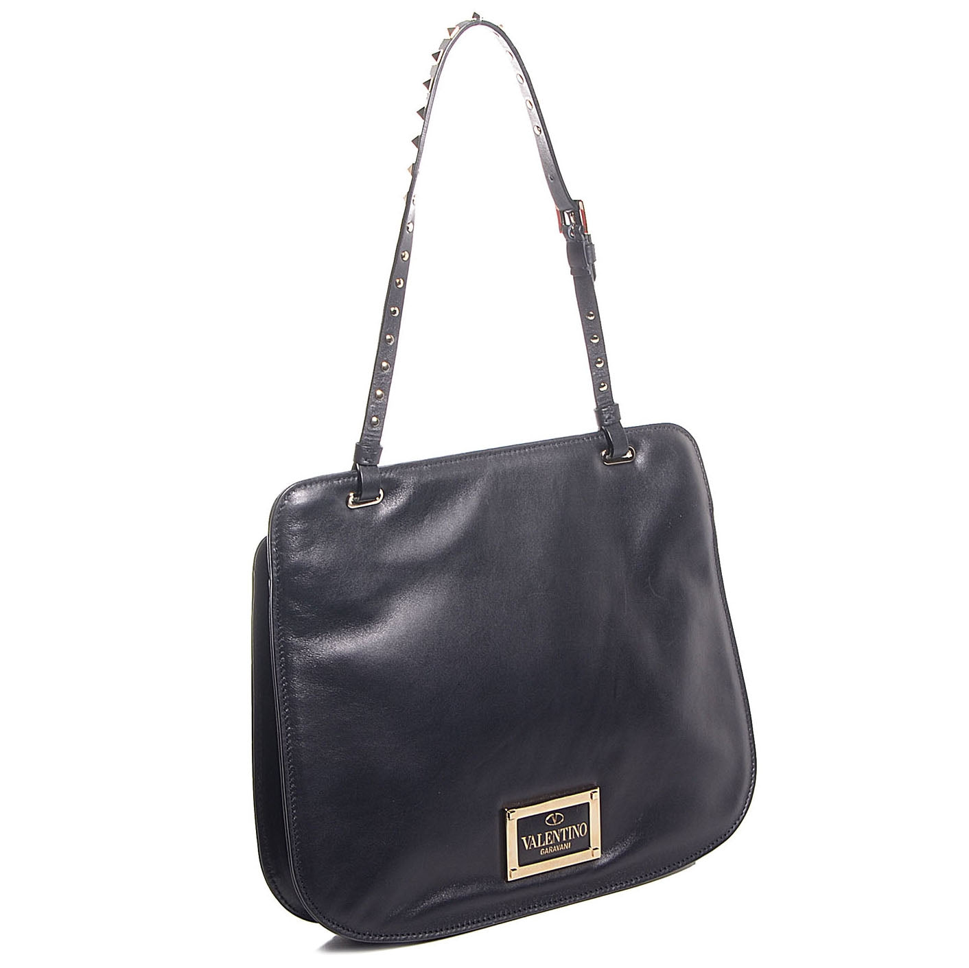 Valentino Garavani Vitello Rockstud Shoulder Satchel Navy 3 of 8