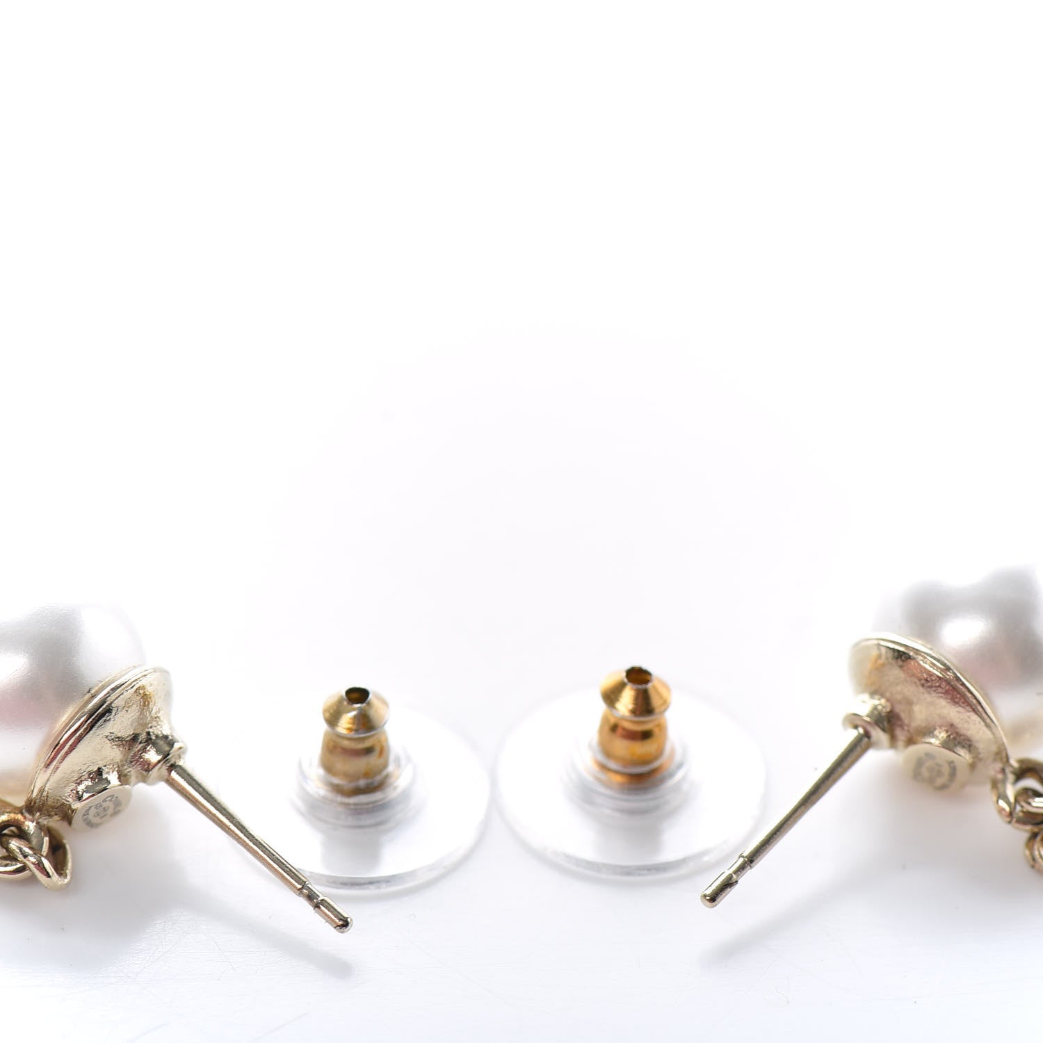 Chanel Pearl Crystal CC Long Drop Earrings Gold 3 of 4