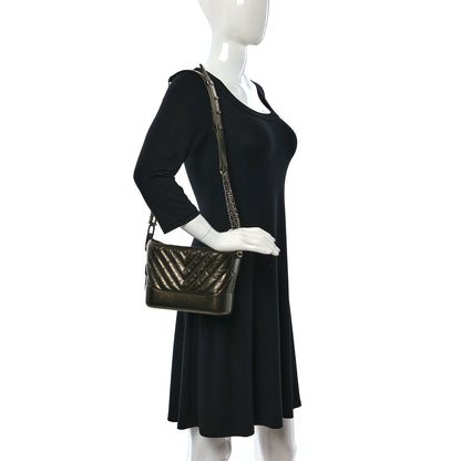 Chanel Metallic Calfskin Chevron Quilted Small Gabrielle Hobo Gold 2 of 13