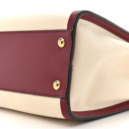 Fendi Canvas Calfskin Crocodile Embossed Medium Peekaboo Iconic Satchel Grezzo Barolo Bubblegum 9 of 17