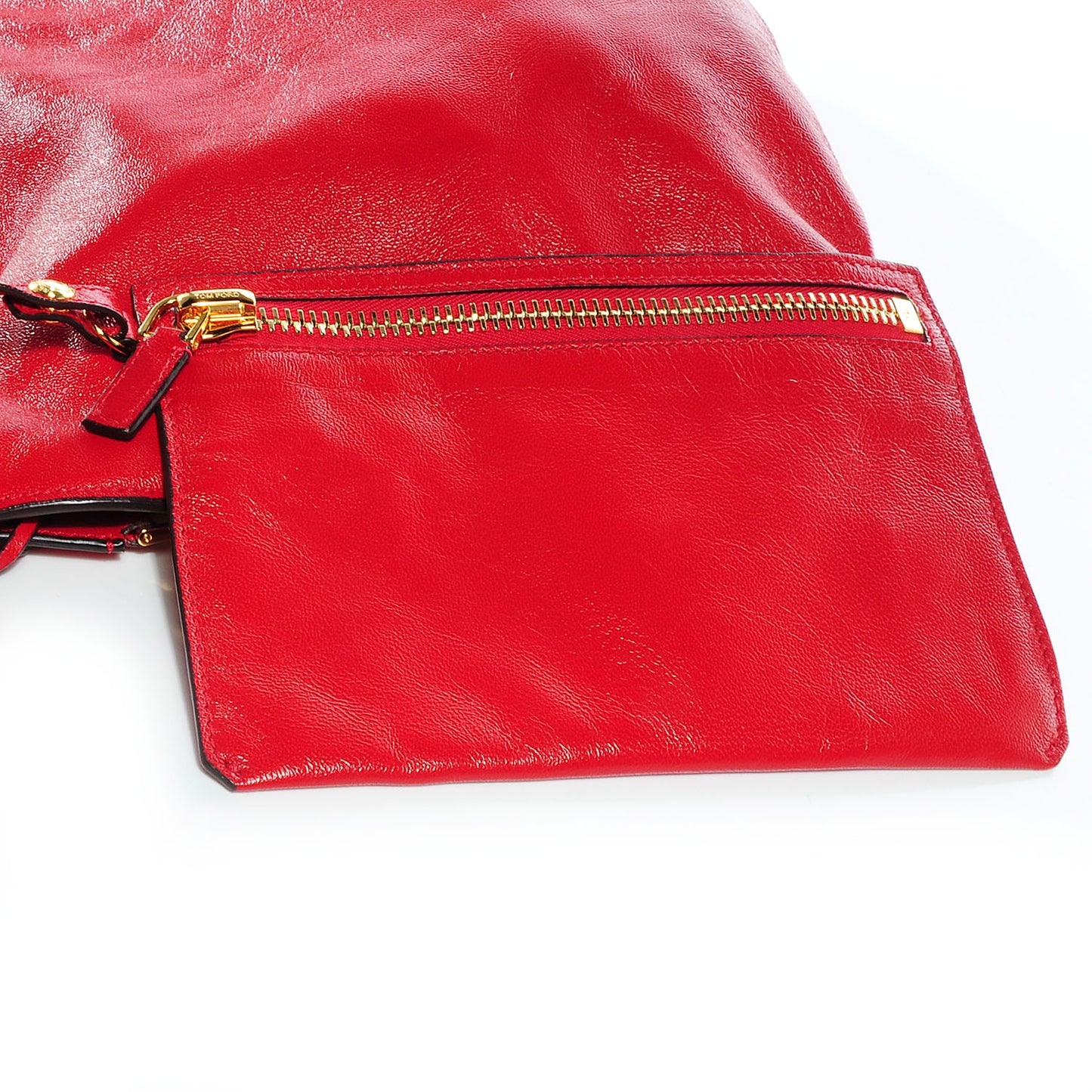 Calfskin Alix Padlock Zip Shoulder Bag Flame Red