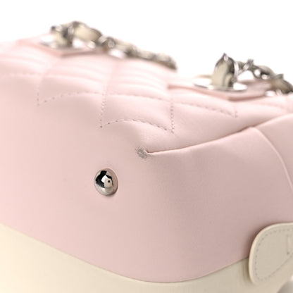 Chanel Calfskin Quilted Feather Weight Bowling Bag Ivory Light Pink 12 of 15