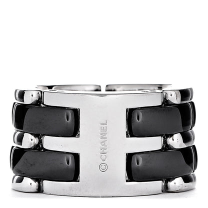 Chanel 18K White Gold Ceramic Large Ultra Ring 49 5 Black 3 of 6