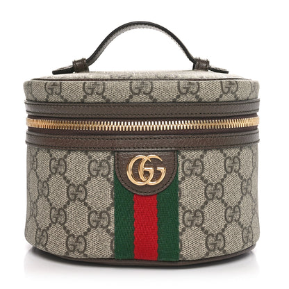 Gucci GG Supreme Monogram Textured Calfskin Web Ophidia Vanity Cosmetic Case Beige Ebony New Acero 1 of 10