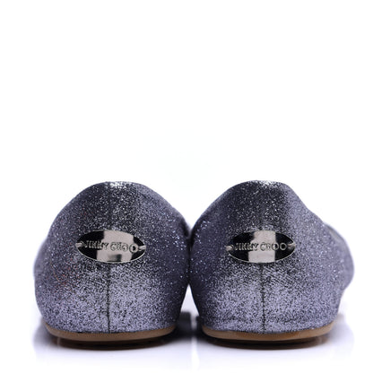 Jimmy Choo Glitter Flats 37.5 Gunmetal 4 of 13