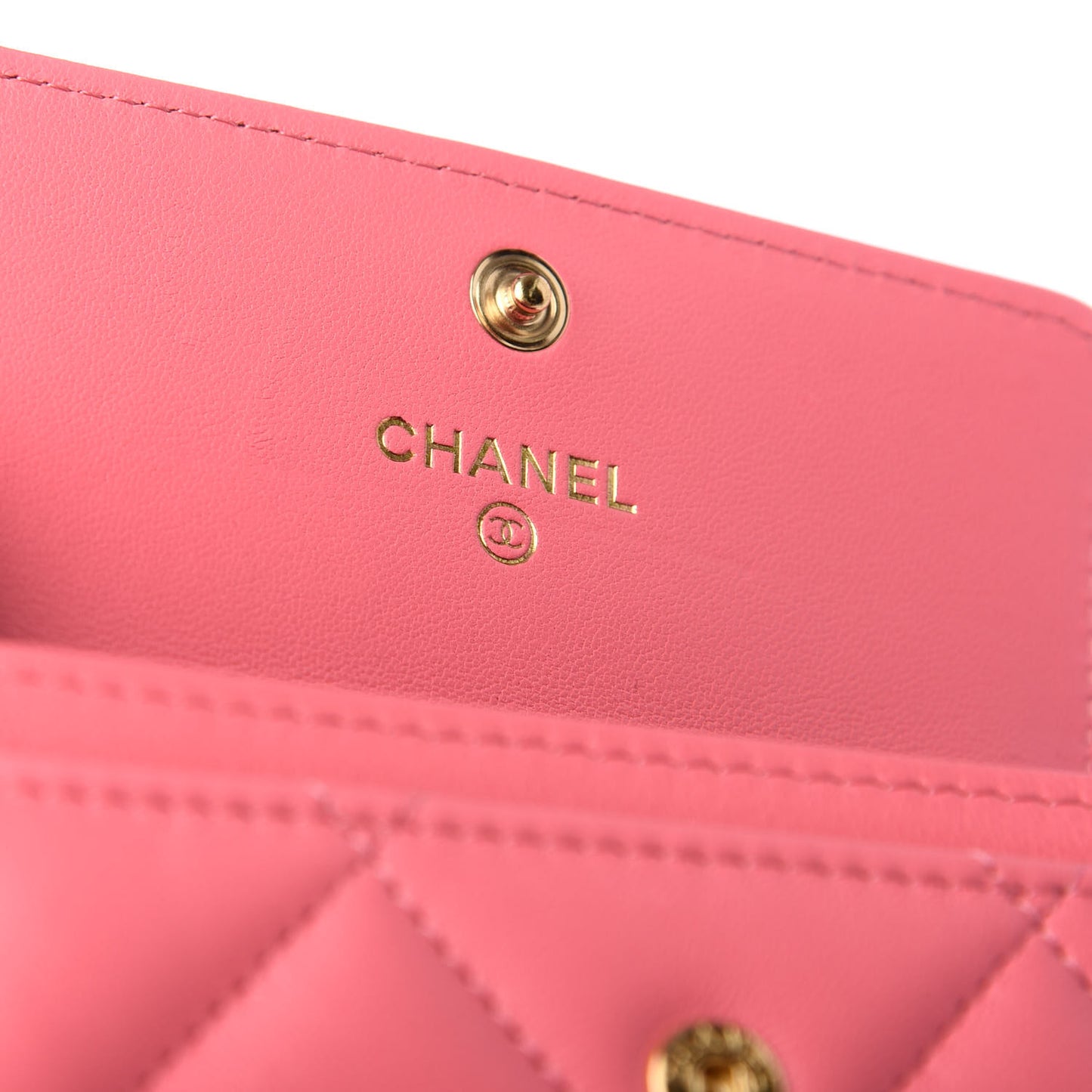 Lambskin Quilted Chanel 19 Flap Card Holder Pink