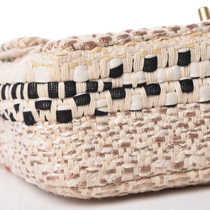 Chanel Cotton Raffia Lambskin Woven Mini Rectangular Flap Beige Red Black 8 of 9