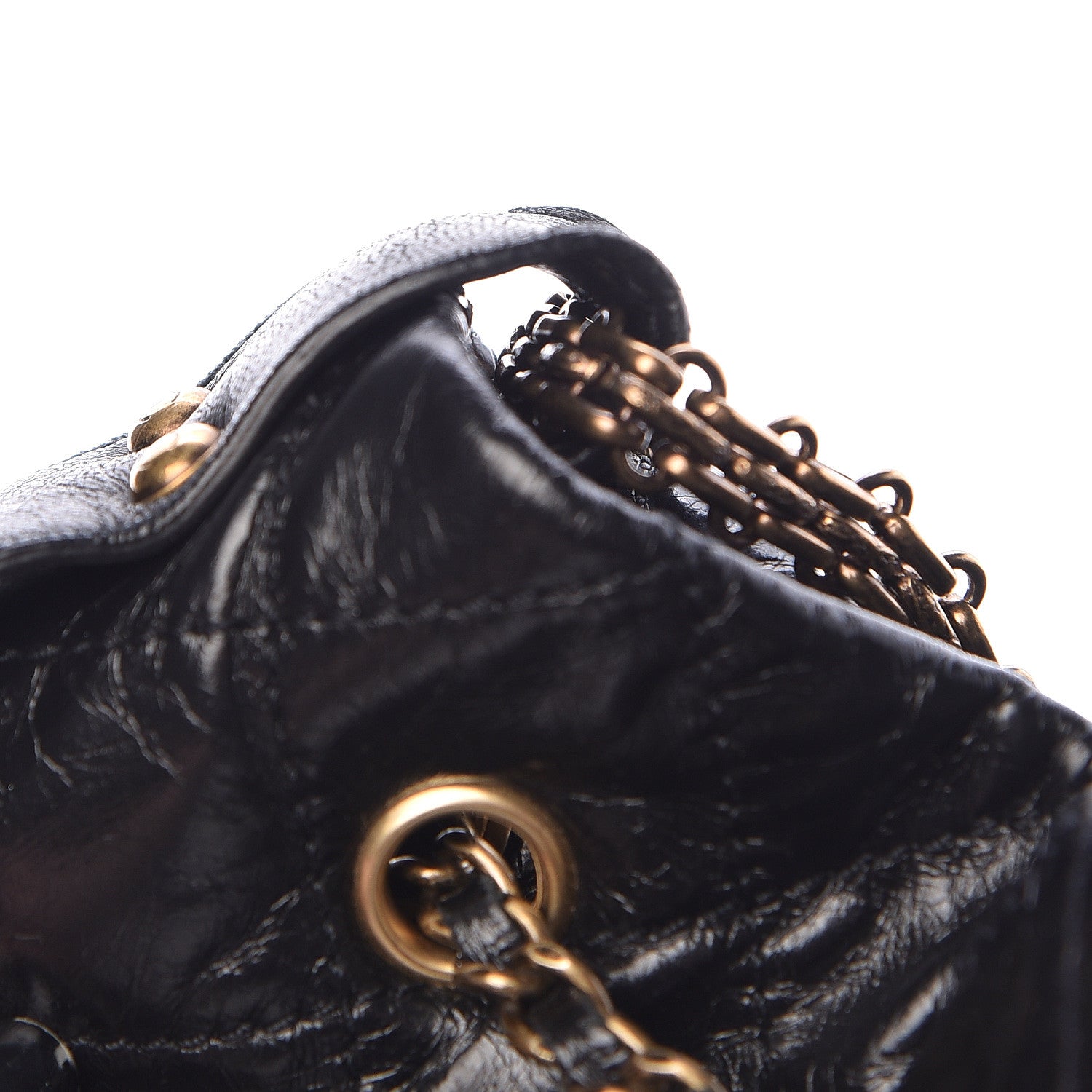 Chanel Glazed Calfskin Stingray Drawstring Bucket Black 17 of 19