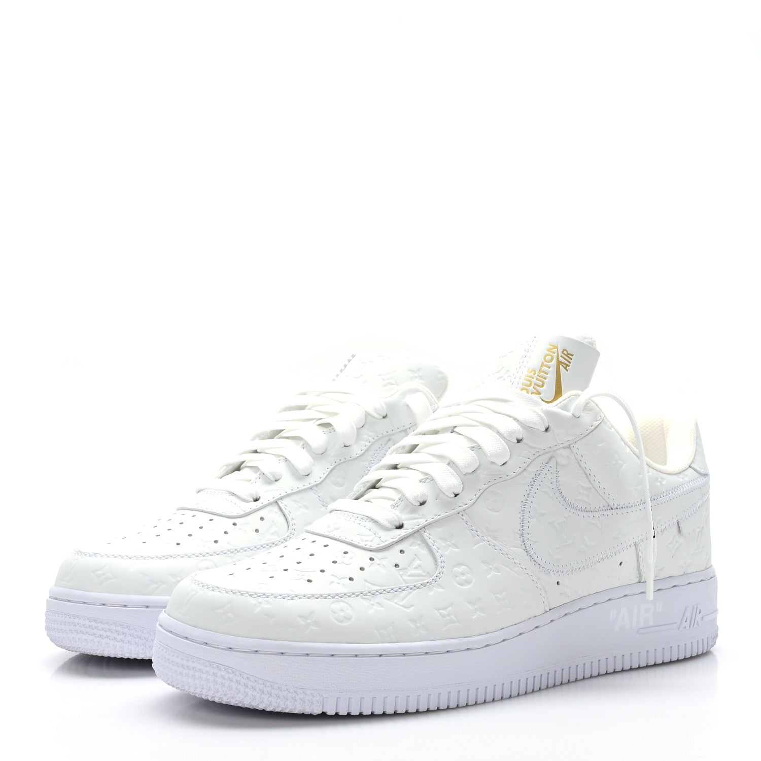 Louis Vuitton X NIKE AIR FORCE 1 Calfskin Monogram Mens Low Top Sneakers 8.5 White 3 of 9