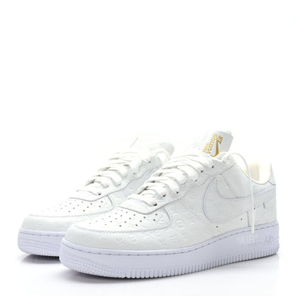 Louis Vuitton X NIKE AIR FORCE 1 Calfskin Monogram Mens Low Top Sneakers 8.5 White 3 of 9