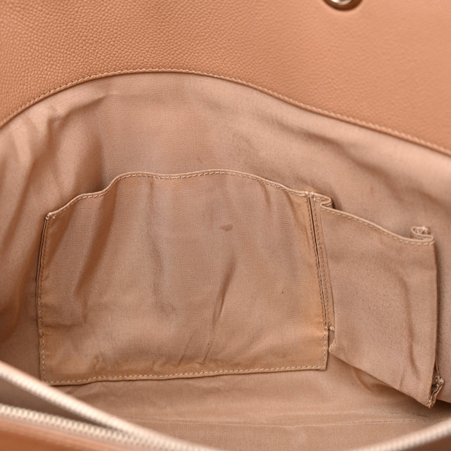 Soft Caviar Quilted Large CC Timeless Tote Beige
