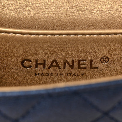 Chanel Iridescent Lambskin Quilted Chic Pearls Flap Navy Blue 6 of 9