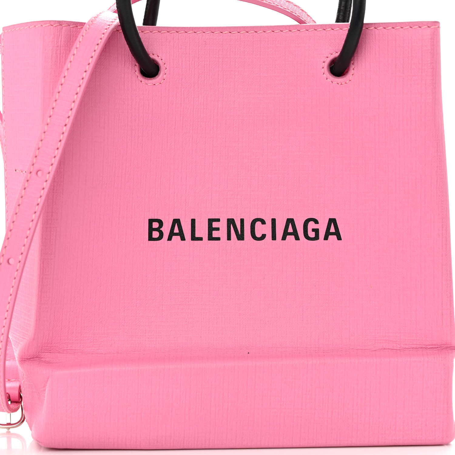 Balenciaga Squared Calfskin Logo Shopping Tote XXS Baby Pink 7 of 9
