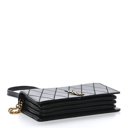 Saint Laurent Lambskin Diamond Quilted Monogram Angie Chain Bag Black 4 of 9