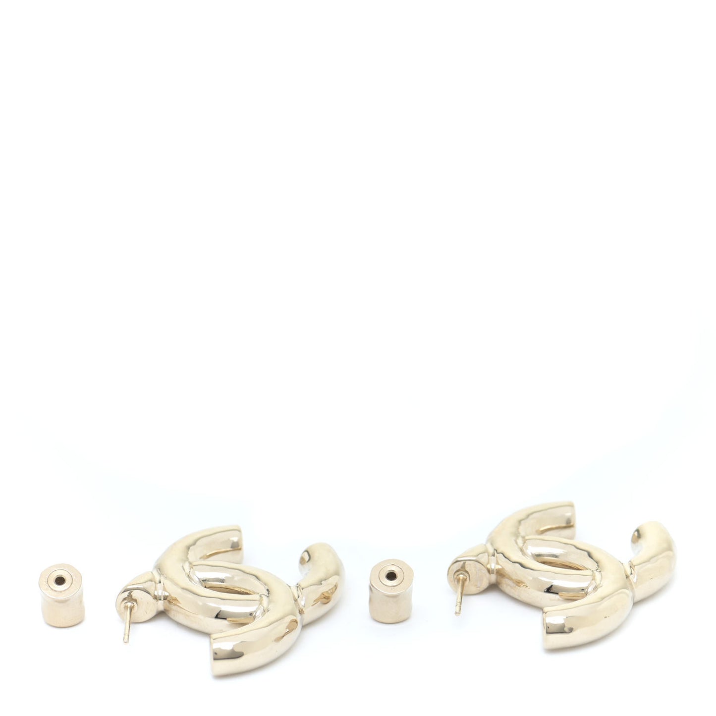Metal Large CC Earrings Light Gold
