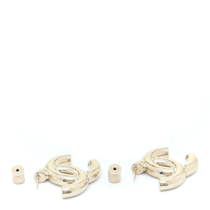 Chanel Metal Large CC Earrings Light Gold 3 of 5