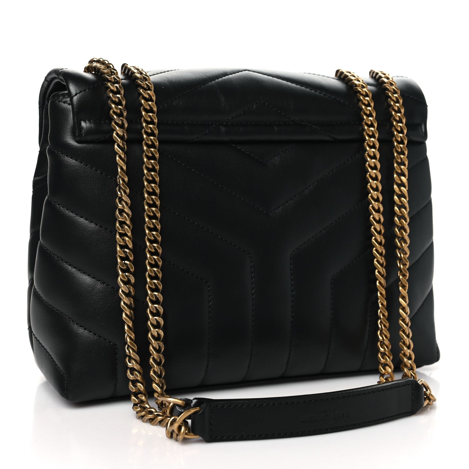 Saint Laurent Calfskin Y Quilted Monogram Small Loulou Chain Satchel Black 3 of 11