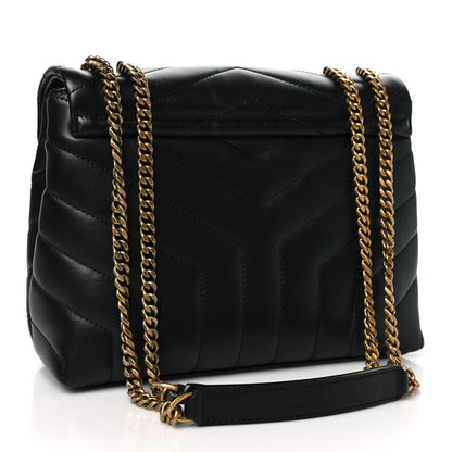 Saint Laurent Calfskin Y Quilted Monogram Small Loulou Chain Satchel Black 3 of 11