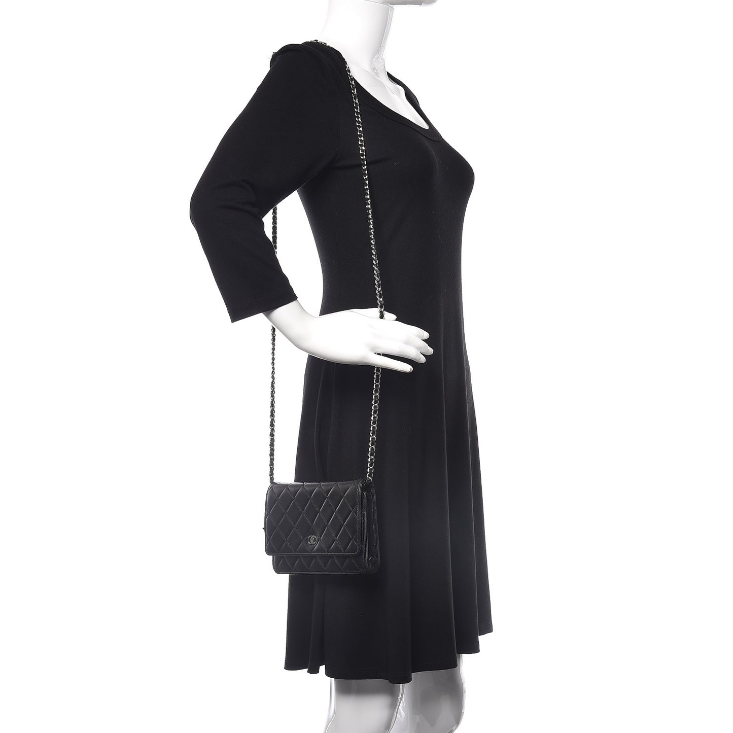 Lambskin Quilted Wallet On Chain WOC Black
