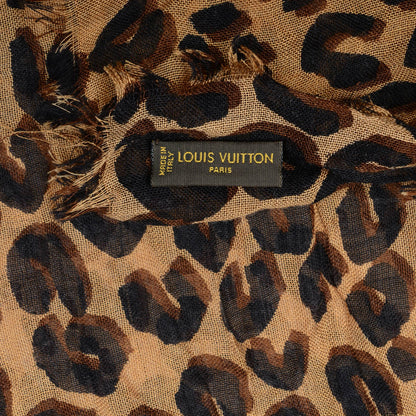 Louis Vuitton Cashmere Silk Leopard Stole Brown 4 of 14