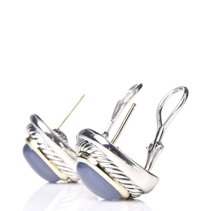 David Yurman Sterling Silver 14K Yellow Gold Chalcedony Albion Earrings 3 of 4