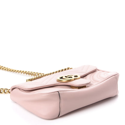 Gucci Calfskin Matelasse Mini GG Marmont Shoulder Bag Perfect Pink 4 of 11
