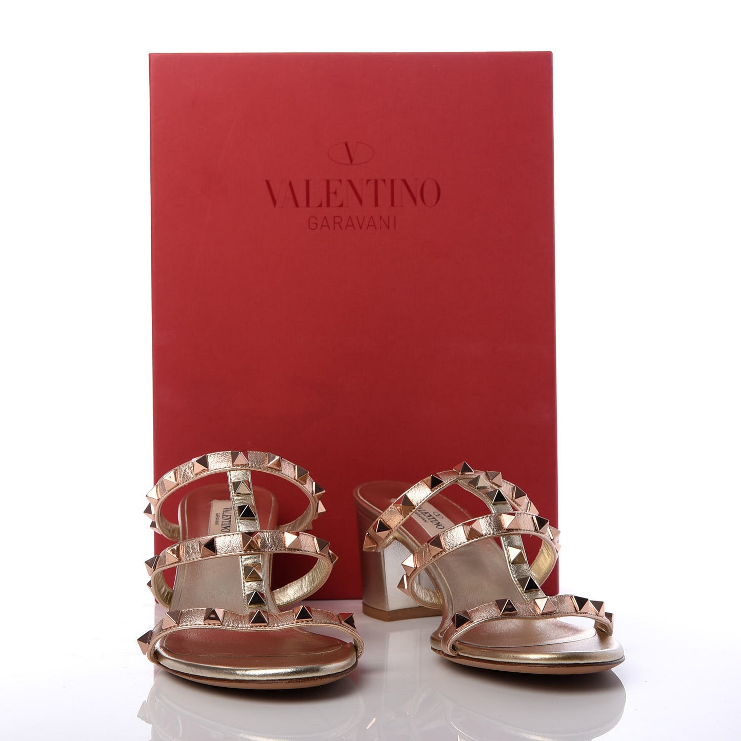 Metallic Nappa Rockstud 60mm Caged Slide Sandals 37 Rame Sahara