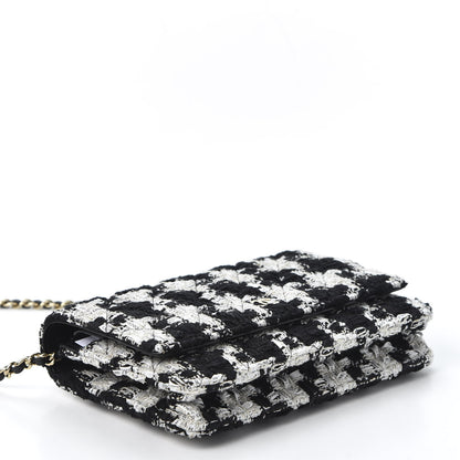 Chanel Tweed Quilted Wallet On Chain WOC Black Ecru White 3 of 11