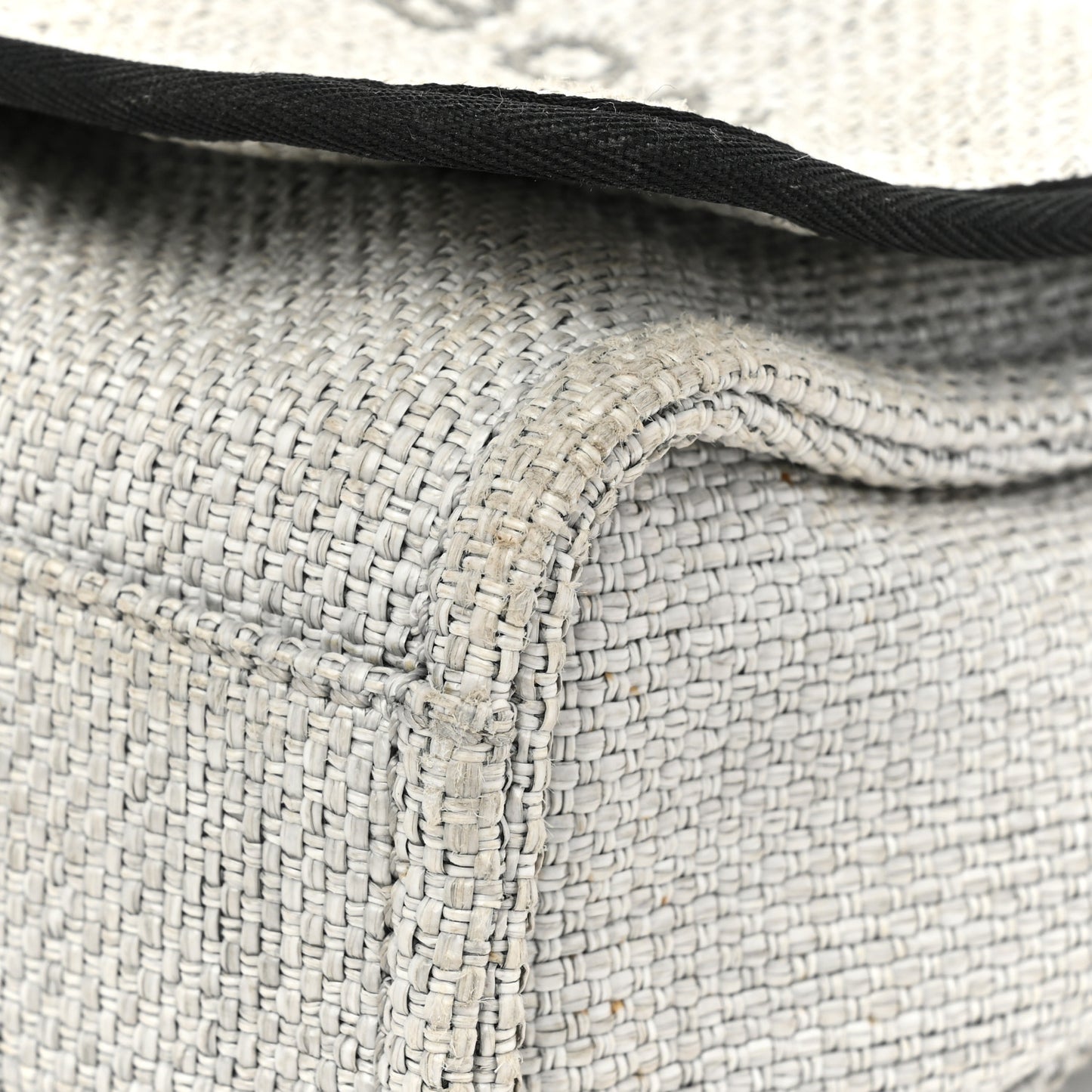 Woven Straw Raffia Small Deauville Messenger Grey