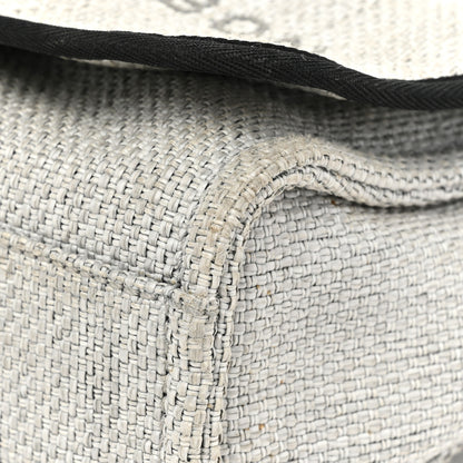 Chanel Woven Straw Raffia Small Deauville Messenger Grey 9 of 13