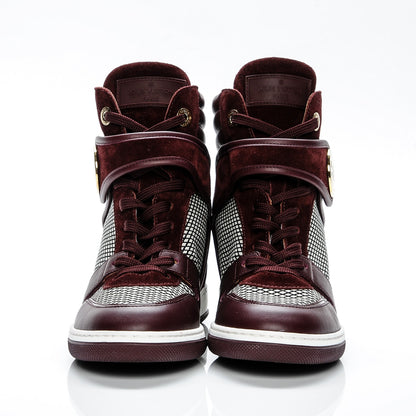 Louis Vuitton Calfskin Suede Postmark Wedge Sneakers 38 Bordeaux 2 of 6