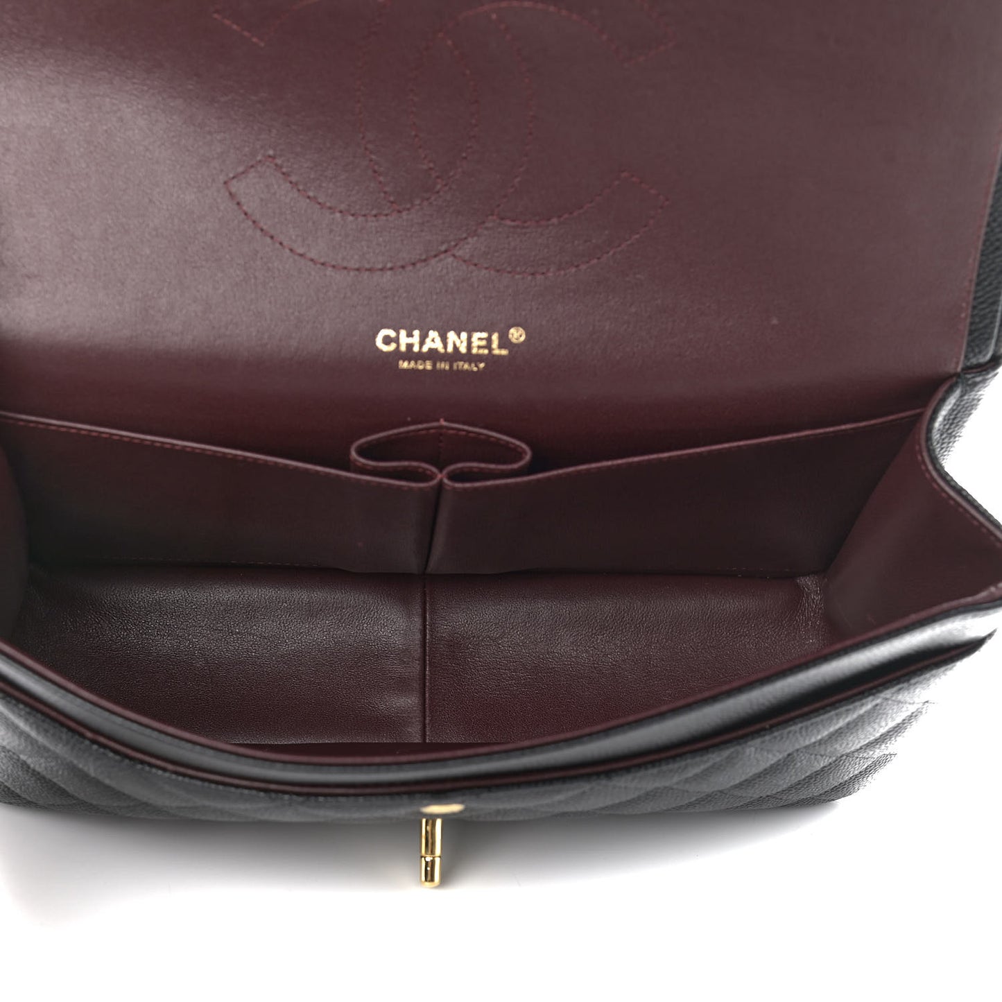 Caviar Quilted Jumbo Double Flap Black