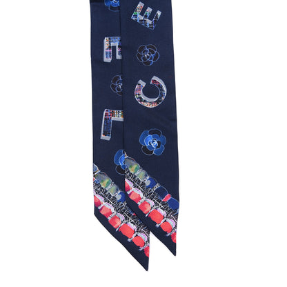 Chanel Silk Twill Slim Bandeau Scarf Blue 2 of 3