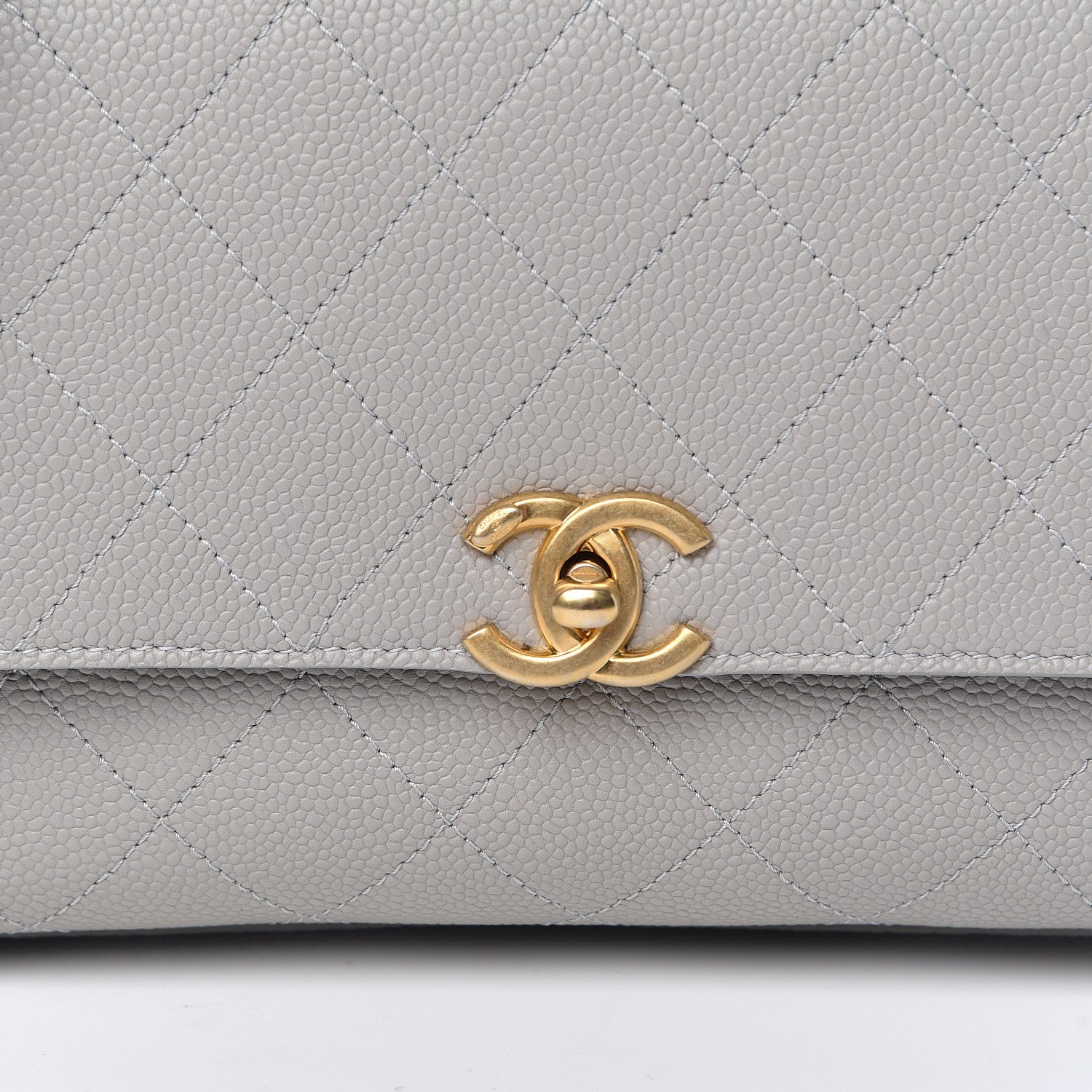 Chanel Grained Calfskin Small Stitched Flap Grey 13 of 13