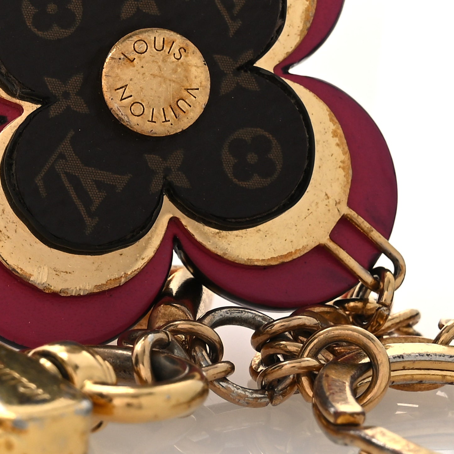 Monogram Blooming Flowers Bag Charm Key Holder Brown