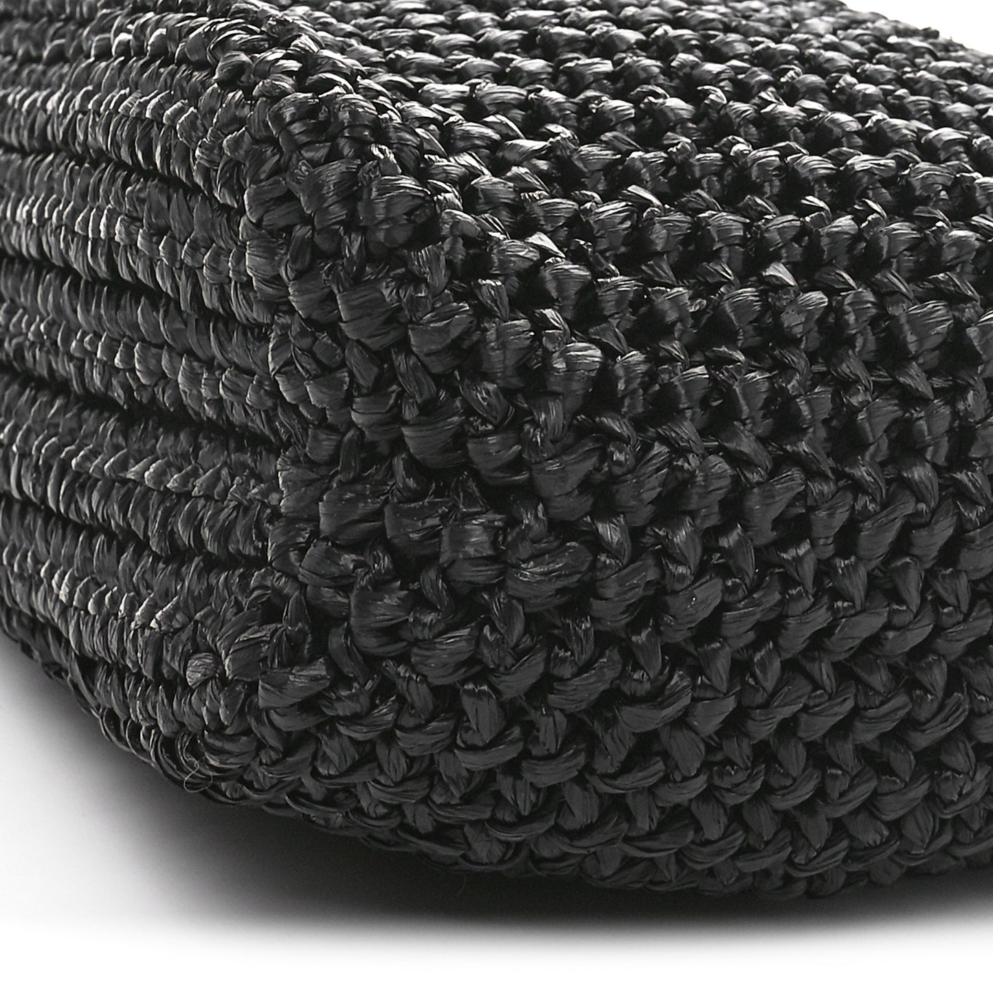 Yarn Raffia Effect Crochet Small Logo Tote Black